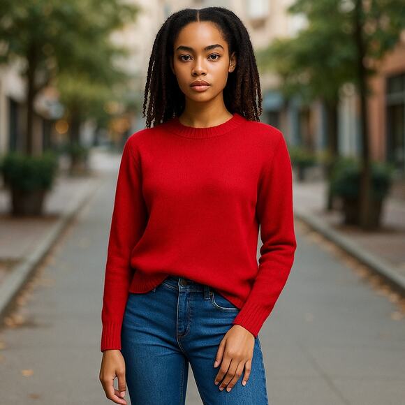 Love Tree Womens Sweater Size XL Red Soft Balloon Sleeve Cozy Chic NEW - Picture 1 of 6